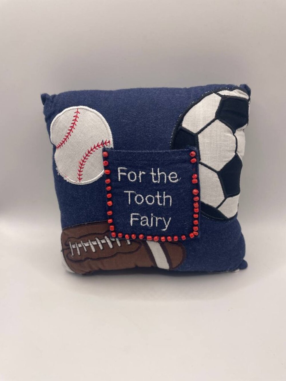 Charming Kidcore Blue Sports Tooth Fairy Pillow with Pocket